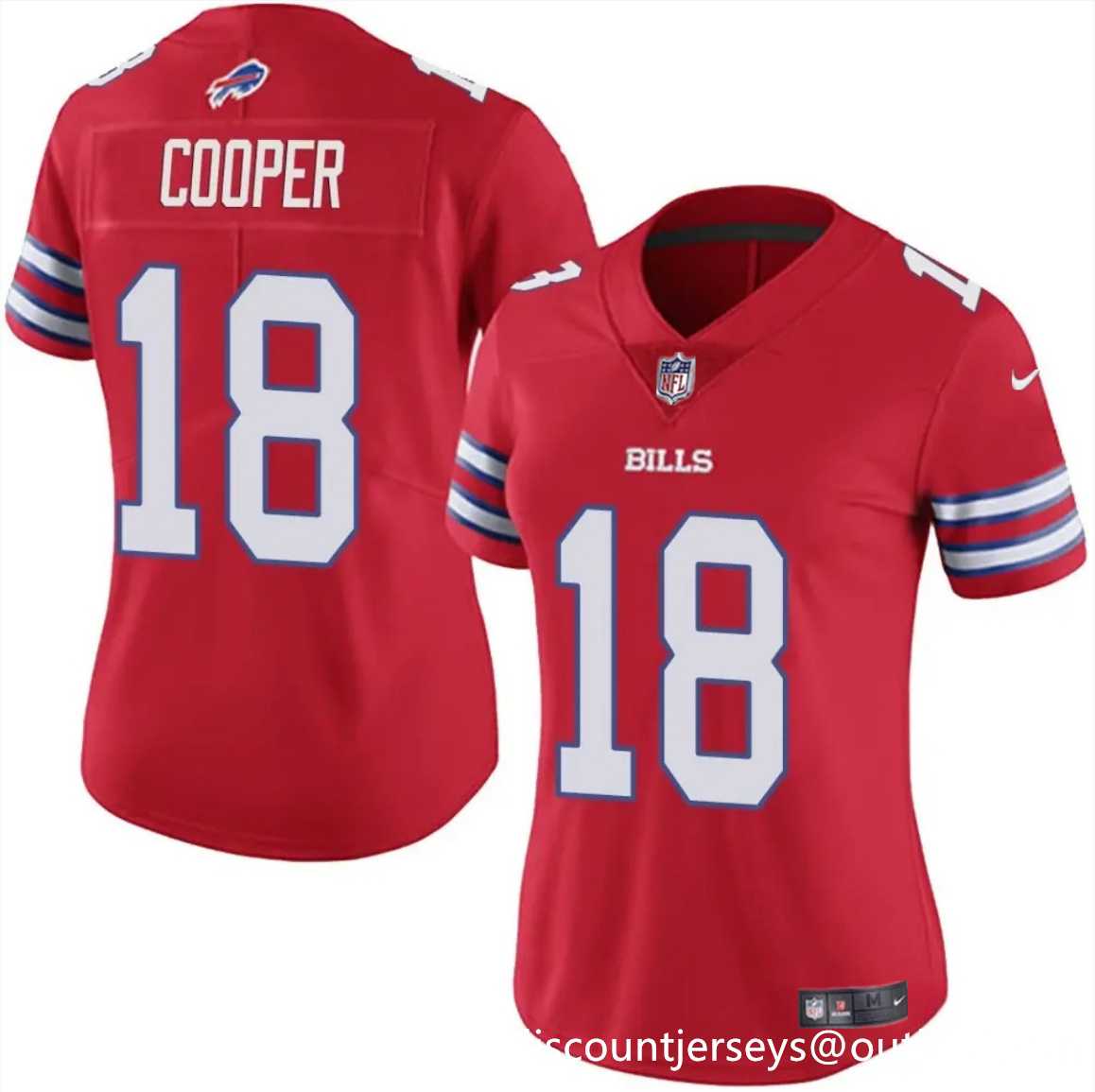 Womens Buffalo Bills #18 Amari Cooper Red Vapor Stitched Jersey Dzhi